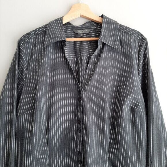ADDITION ELLE Button Down Dot Stripe Dress Shirt Sz 18 - Picture 3 of 12